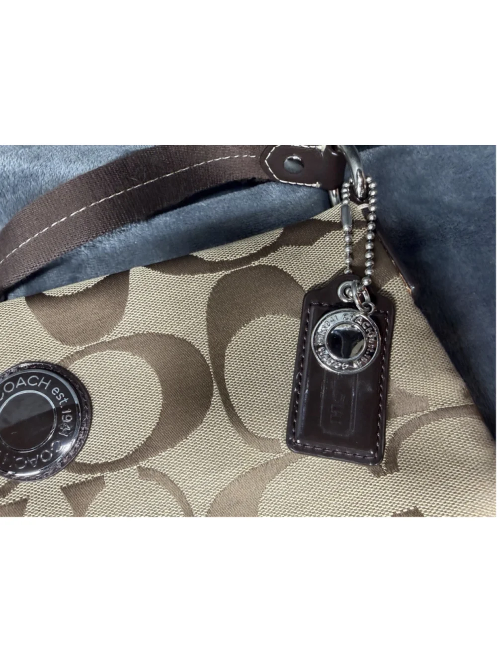 Coach Signature F19220 Crossbody Shoulder Handbag Purse Brown